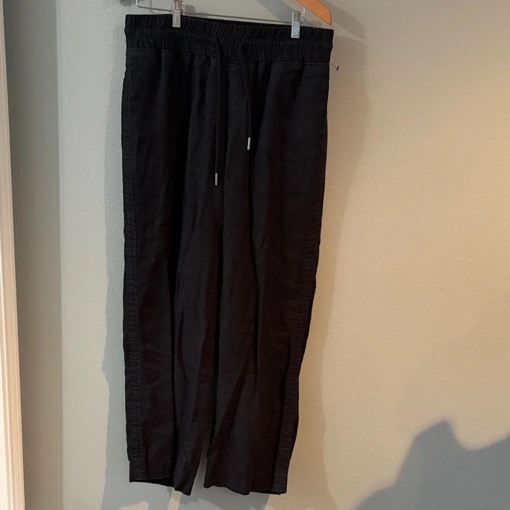 Quince Black Wide-Leg 100 % Linen Pants size L